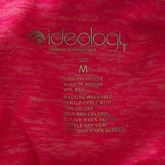 Ideology Heathered Hot Pink Long Sleeve Hooded Pullover Activewear Top - Picture 3 of 4